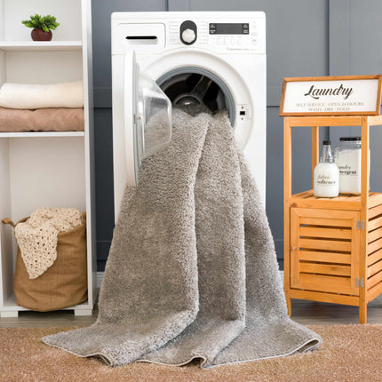 Judy Solid Gray Washable Shag Rug Rugs TriadCommerceInc