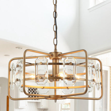 4-Light Golden Black Modern Crystal Pendant Light Home Decor > Lighting > Ceiling Lights > Pendant Lights TriadCommerceInc