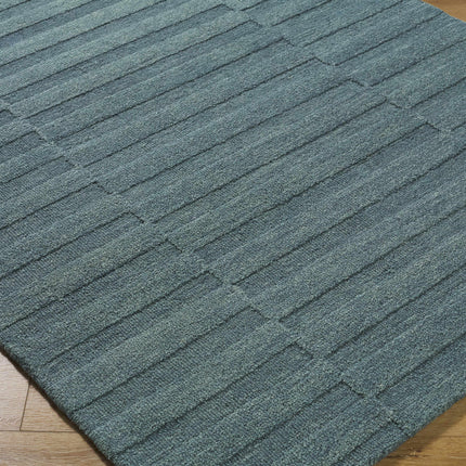 Idaho Broken-Stiped Petrol Blue Wool Rug | Our PNW Home X Livabliss Rugs TriadCommerceInc