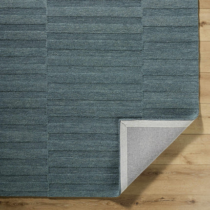 Idaho Broken-Stiped Petrol Blue Wool Rug | Our PNW Home X Livabliss Rugs TriadCommerceInc
