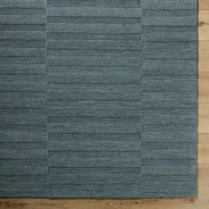 Idaho Broken-Stiped Petrol Blue Wool Rug | Our PNW Home X Livabliss Rugs TriadCommerceInc