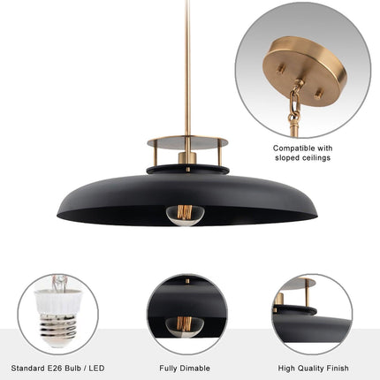 Beacon 1-Light Modern Gold & Black Pendant Light 20-Inch Home Decor > Lighting > Ceiling Lights > Pendant Lights TriadCommerceInc