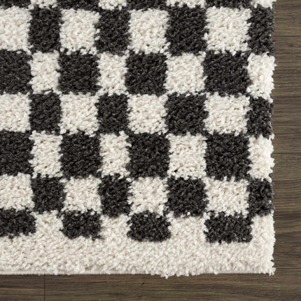 Kieu Black & White Checkered Shag Rug Rugs TriadCommerceInc