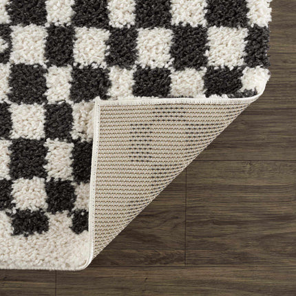 Kieu Black & White Checkered Shag Rug Rugs TriadCommerceInc