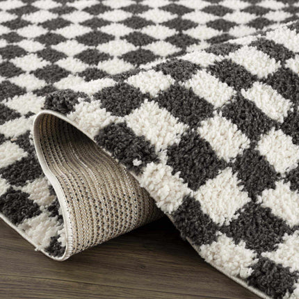 Kieu Black & White Checkered Shag Rug Rugs TriadCommerceInc
