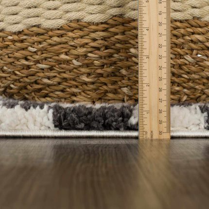 Kieu Black & White Checkered Shag Rug Rugs TriadCommerceInc
