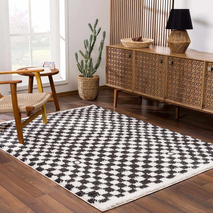 Kieu Black & White Checkered Shag Rug Rugs TriadCommerceInc