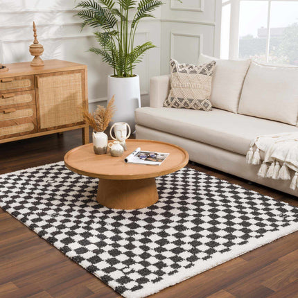 Kieu Black & White Checkered Shag Rug Rugs TriadCommerceInc