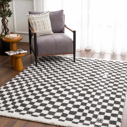 Kieu Black & White Checkered Shag Rug Rugs TriadCommerceInc