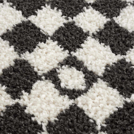 Kieu Black & White Checkered Shag Rug Rugs TriadCommerceInc