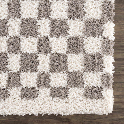 Kieu Taupe Checkered Plush Rug Rugs TriadCommerceInc