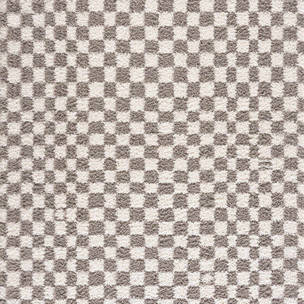 Kieu Taupe Checkered Plush Rug Rugs TriadCommerceInc