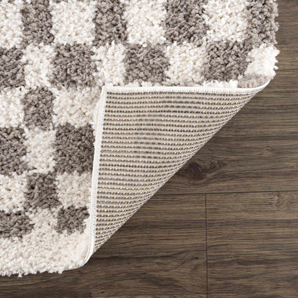 Kieu Taupe Checkered Plush Rug Rugs TriadCommerceInc
