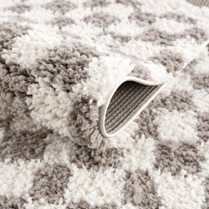 Kieu Taupe Checkered Plush Rug Rugs TriadCommerceInc