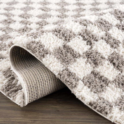 Kieu Taupe Checkered Plush Rug Rugs TriadCommerceInc