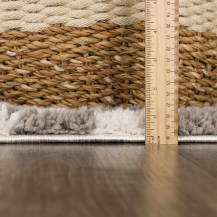 Kieu Taupe Checkered Plush Rug Rugs TriadCommerceInc