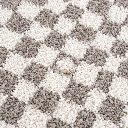 Kieu Taupe Checkered Plush Rug Rugs TriadCommerceInc