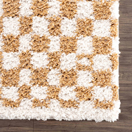 Kieu Mustard & Ivory Checkered Area Rug Rugs TriadCommerceInc
