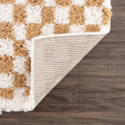 Kieu Mustard & Ivory Checkered Area Rug Rugs TriadCommerceInc
