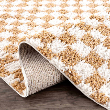 Kieu Mustard & Ivory Checkered Area Rug Rugs TriadCommerceInc