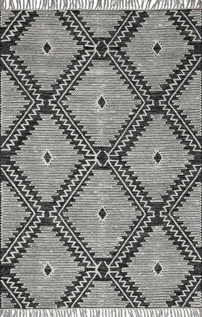 Brownhills Cream&Black Trellis Cotton Area Rug Rugs TriadCommerceInc