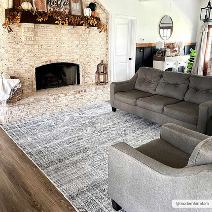 Barny Gray Blue Washable Rug Rugs TriadCommerceInc