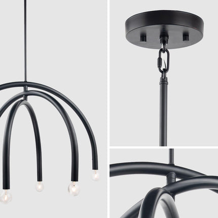 Caboche Mid-Century Modern Black Dimmable 6-Light Chandelier Home Decor > Lighting > Ceiling Lights > Chandelier TriadCommerceInc