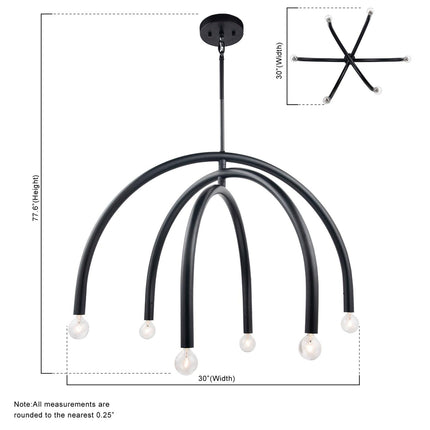 Caboche Mid-Century Modern Black Dimmable 6-Light Chandelier Home Decor > Lighting > Ceiling Lights > Chandelier TriadCommerceInc