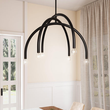 Caboche Mid-Century Modern Black Dimmable 6-Light Chandelier Home Decor > Lighting > Ceiling Lights > Chandelier TriadCommerceInc