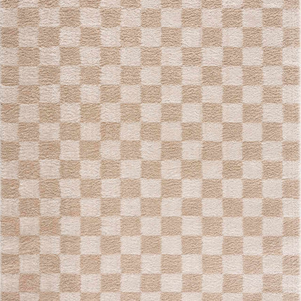 Canika Checkered Cream Washable Area Rug Rugs TriadCommerceInc