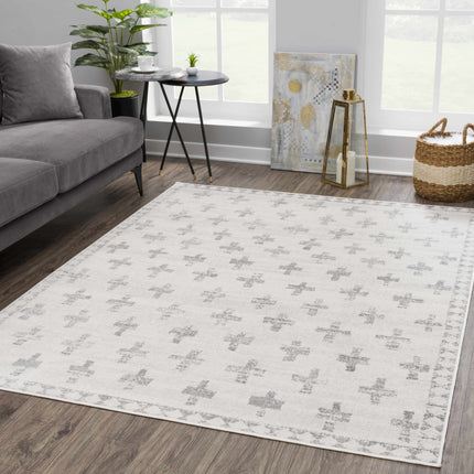 Tigris Swiss Cross Ivory&Gray Area Rug Rugs TriadCommerceInc 7'10" x 10' Rectangle