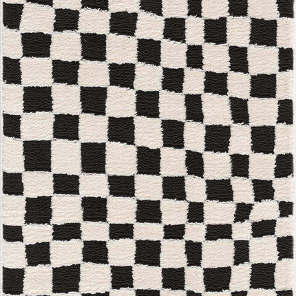 Lajos Black & White Checkered Area Rug Rugs TriadCommerceInc