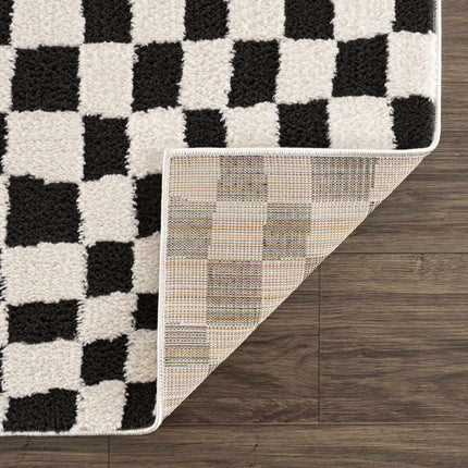 Lajos Black & White Checkered Area Rug Rugs TriadCommerceInc