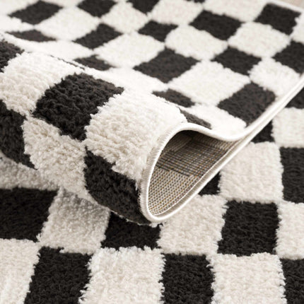 Lajos Black & White Checkered Area Rug Rugs TriadCommerceInc