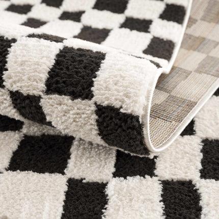 Lajos Black & White Checkered Area Rug Rugs TriadCommerceInc