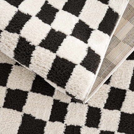 Lajos Black & White Checkered Area Rug Rugs TriadCommerceInc