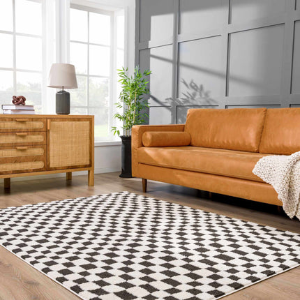 Lajos Black & White Checkered Area Rug Rugs TriadCommerceInc