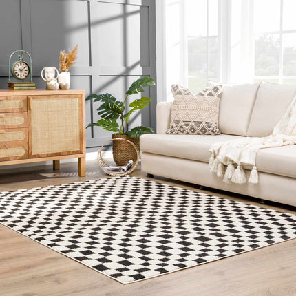 Lajos Black & White Checkered Area Rug Rugs TriadCommerceInc