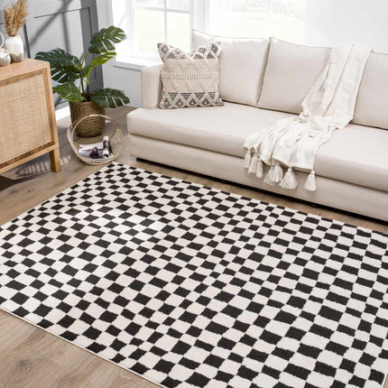 Lajos Black & White Checkered Area Rug Rugs TriadCommerceInc