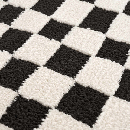 Lajos Black & White Checkered Area Rug Rugs TriadCommerceInc 2'8" x 7'3" Runner