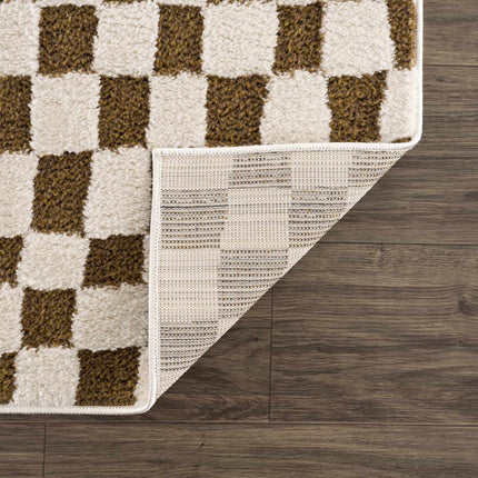 Lajos Brown Checkered Area Rug Rugs TriadCommerceInc