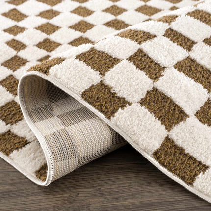 Lajos Brown Checkered Area Rug Rugs TriadCommerceInc