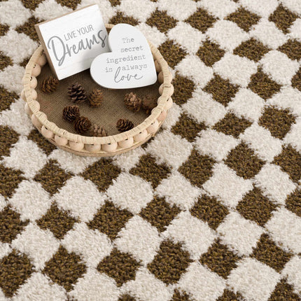 Leryn Brown&White Checkered Rug Rugs TriadCommerceInc