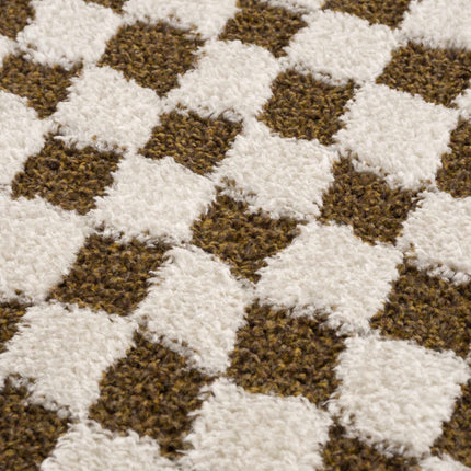 Leryn Brown&White Checkered Rug Rugs TriadCommerceInc 2'8" x 7'3" Runner