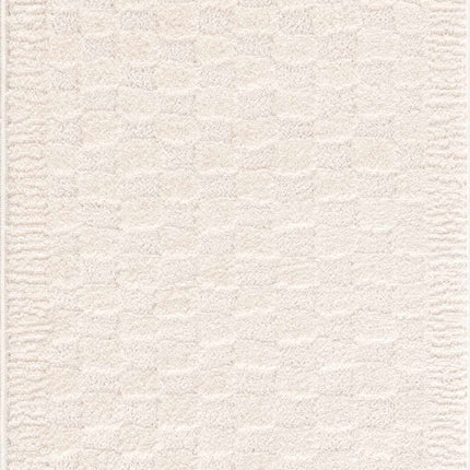 Leryn Ivory Checkered Area Rug Rugs TriadCommerceInc