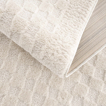 Leryn Ivory Checkered Area Rug Rugs TriadCommerceInc