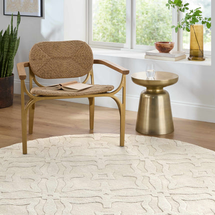 Fyffe Embossed Beige Wool Area Rug Rugs TriadCommerceInc