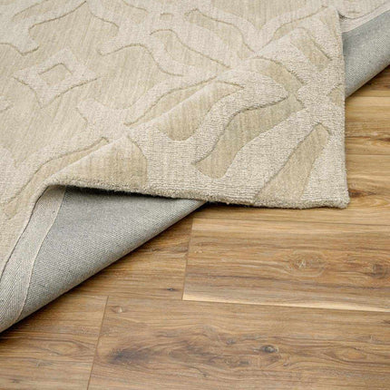 Fyffe Embossed Beige Wool Area Rug Rugs TriadCommerceInc