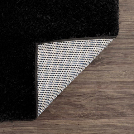 Faina Solid Black Shag Rug Washable Rugs TriadCommerceInc