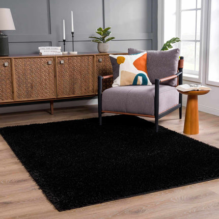 Faina Solid Black Shag Rug Washable Rugs TriadCommerceInc